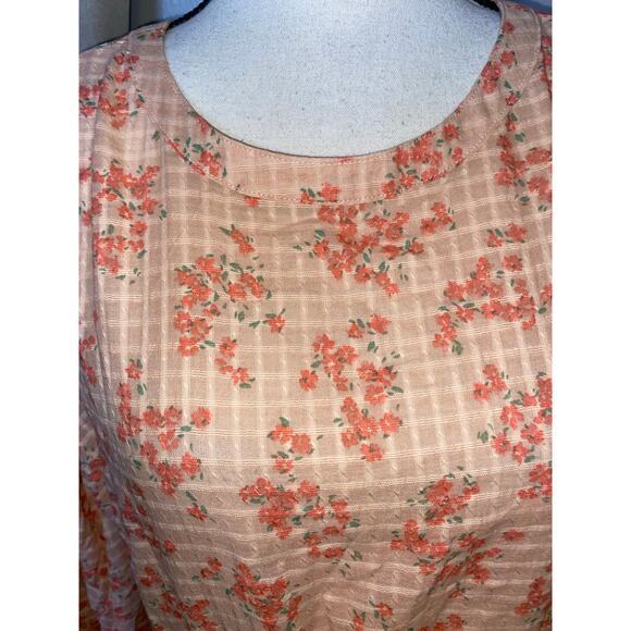 NWT $90 LOFT size Large Peach Pink Floral Liner Slip Elastic Wrist Waist Dress - Picture 4 of 12